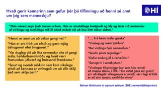 Beinar tilvitnanir úr opnum svörum (2021 nemendahópurinn)
 