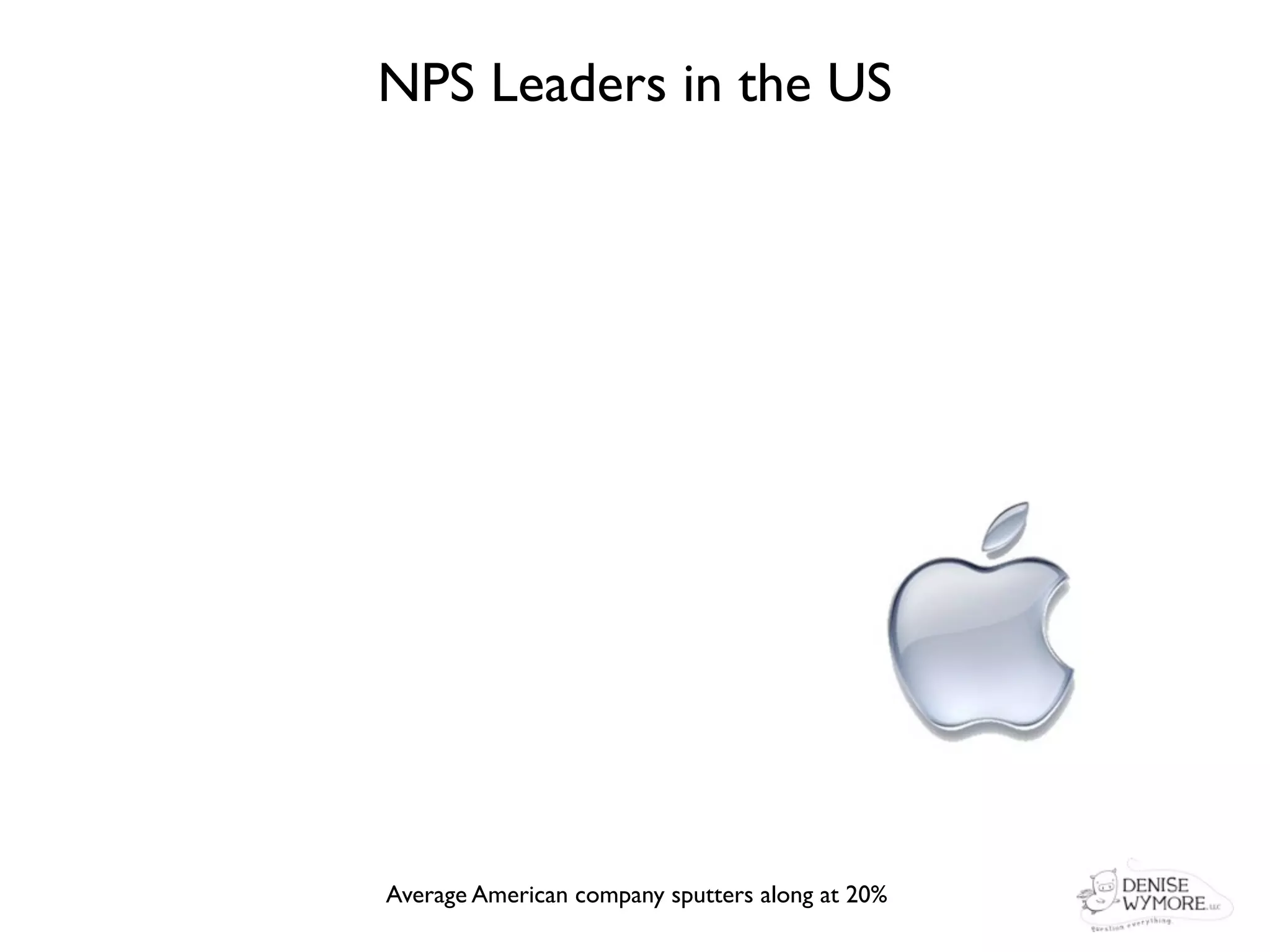 NPS Leaders in the US




Average American company sputters along at 20%
 