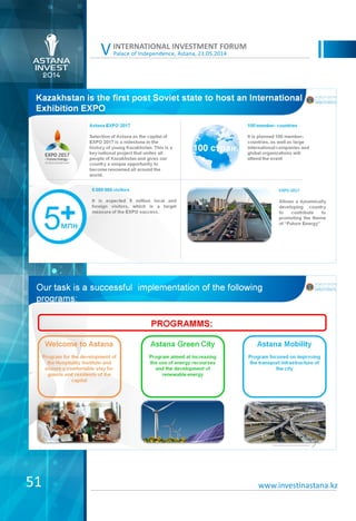 Palace of Independence, Astana, 21.05.2014
INTERNATIONAL INVESTMENT FORUM
V
51 www.investinastana.kz
 