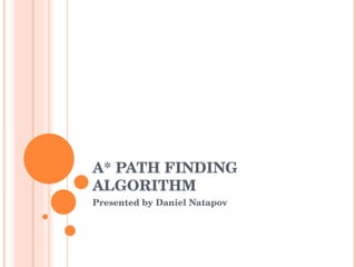 A* PATH FINDING ALGORITHM Presented by Daniel Natapov 