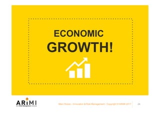 ECONOMIC
GROWTH!
Marc Ronez - Innovation & Risk Management - Copyright © ARiMI 2017 24
 