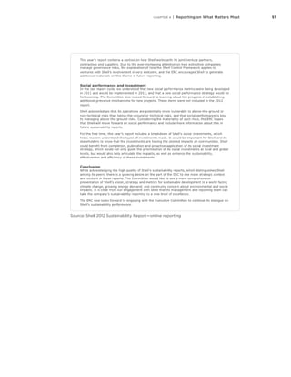 51CHAPTER 4 | Reporting on What Matters Most
Source: Shell 2012 Sustainability Report — online reporting
 