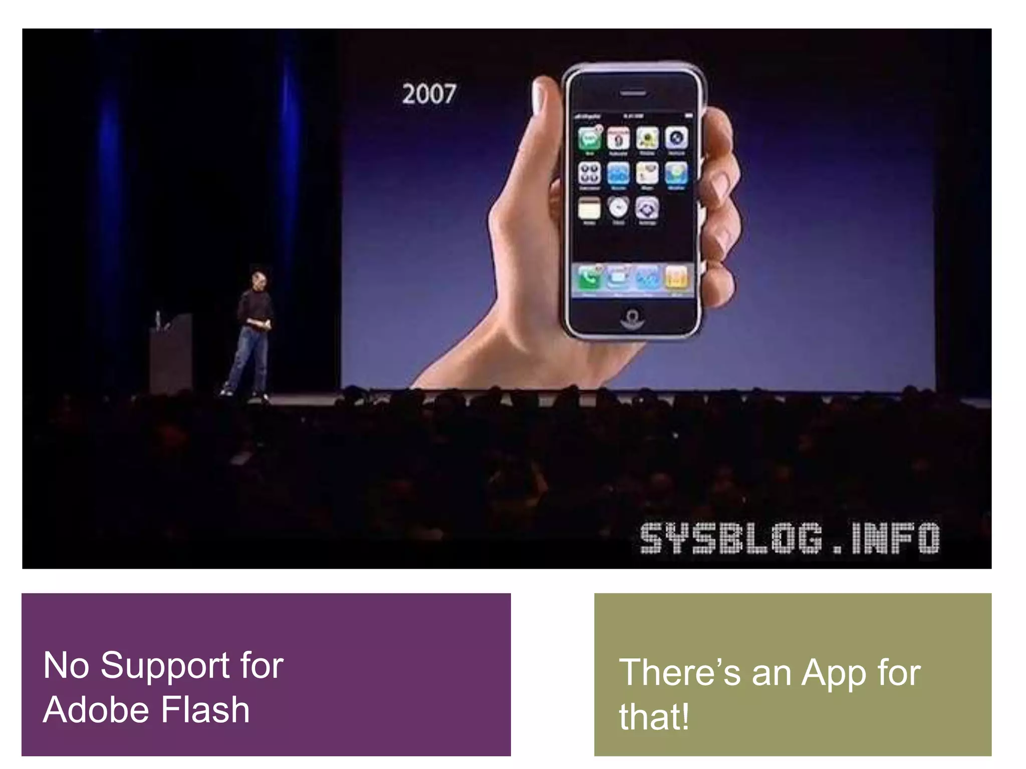 No Support for
Adobe Flash
There‘s an App for
that!
 