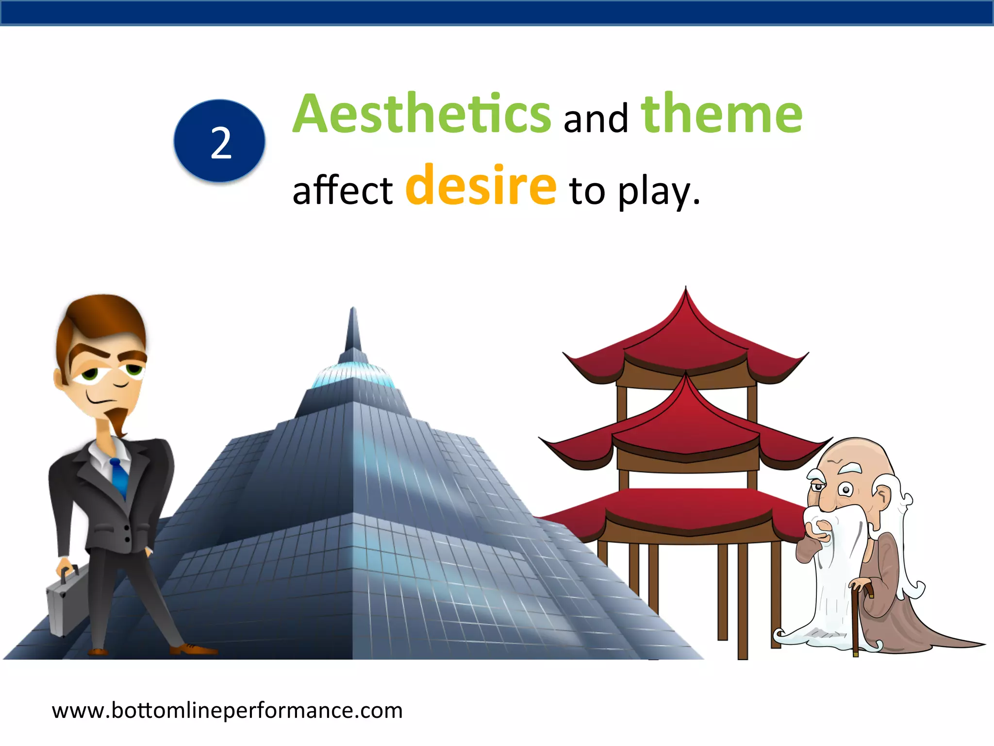 Aesthe6cs	
  and	
  theme	
  
2	
  
aﬀect	
  desire	
  to	
  play.	
  	
  

www.bo#omlineperformance.com	
  

 