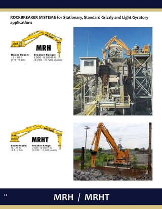 MRH / MRHT
ROCKBREAKER SYSTEMS for Stationary, Standard Grizzly and Light Gyratory
applications
14
 