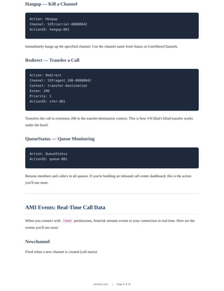 Asterisk Manager Interface (AMI): The Complete Developer Guide | PDF