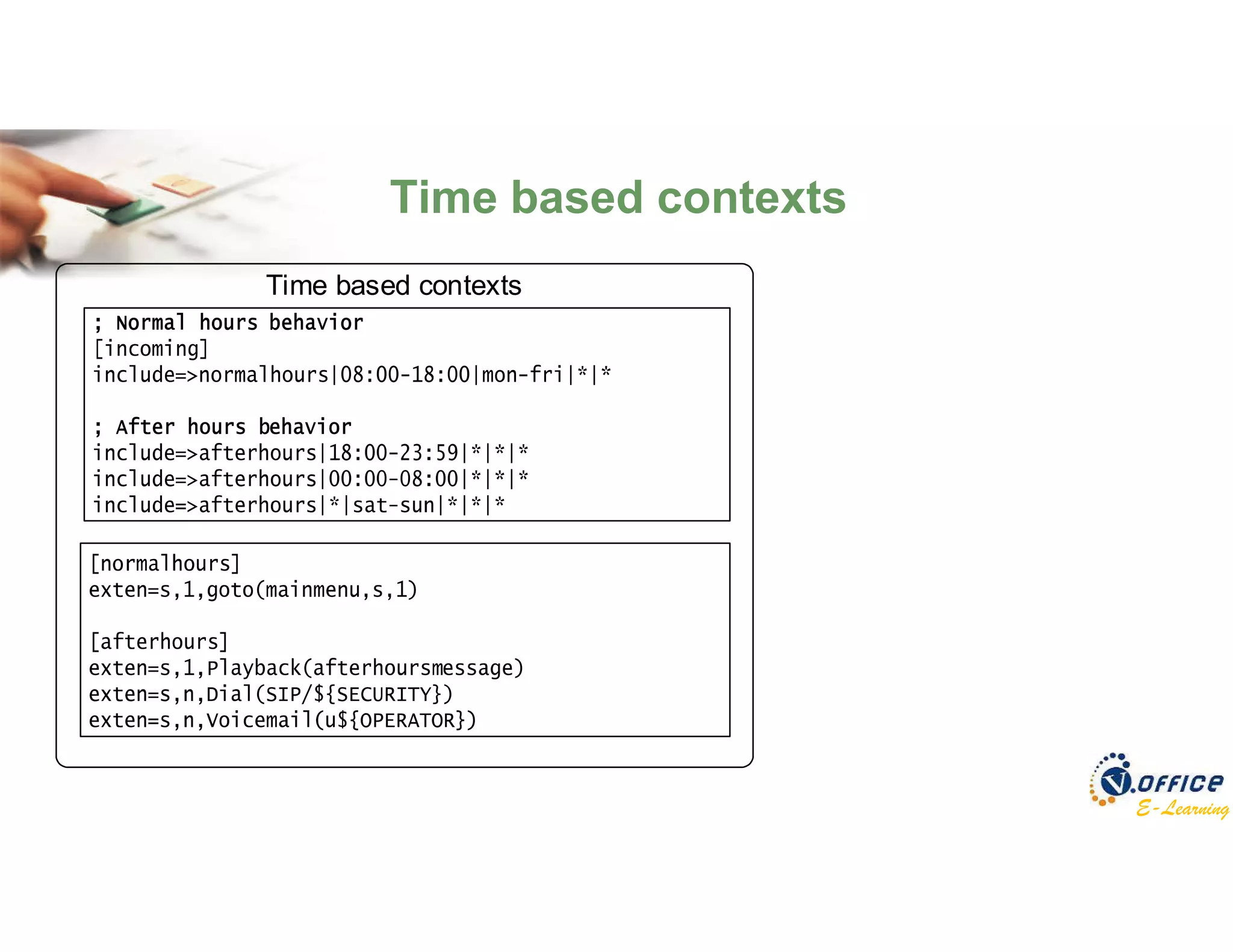 E-Learning
Time based contexts
Time based contexts
 