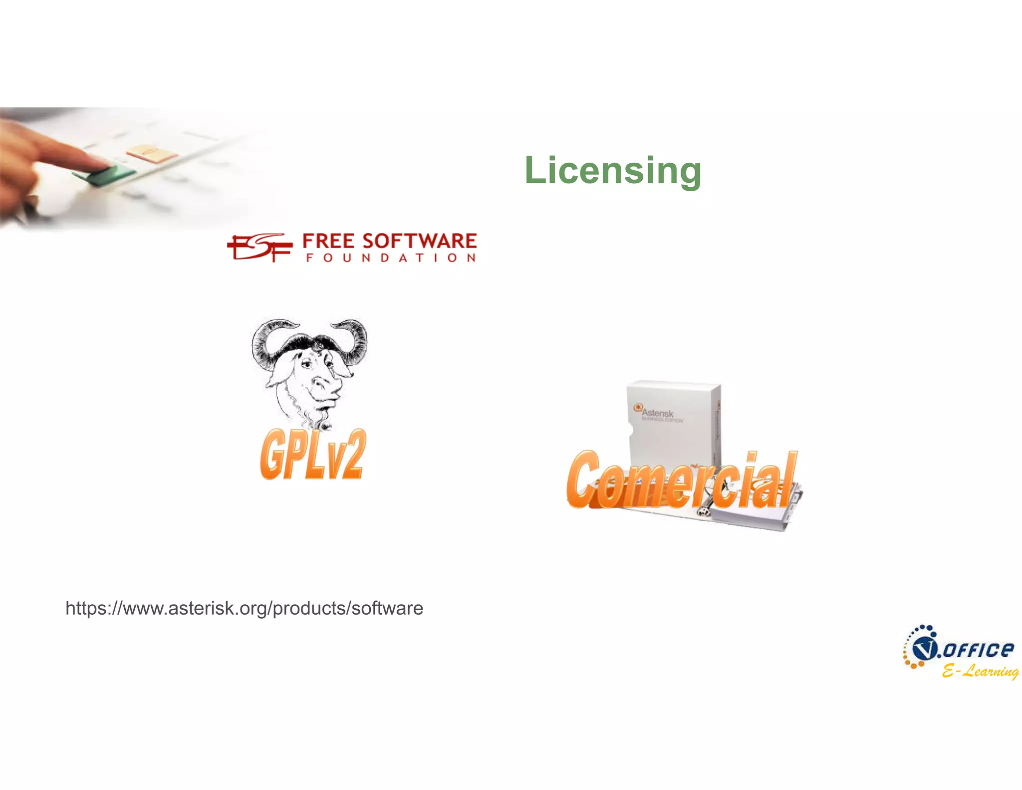 E-Learning
Licensing
https://www.asterisk.org/products/software
 