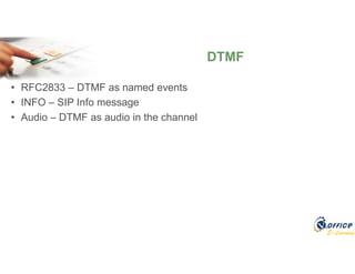 E-Learning
• RFC2833 – DTMF as named events
• INFO – SIP Info message
• Audio – DTMF as audio in the channel
DTMF
 