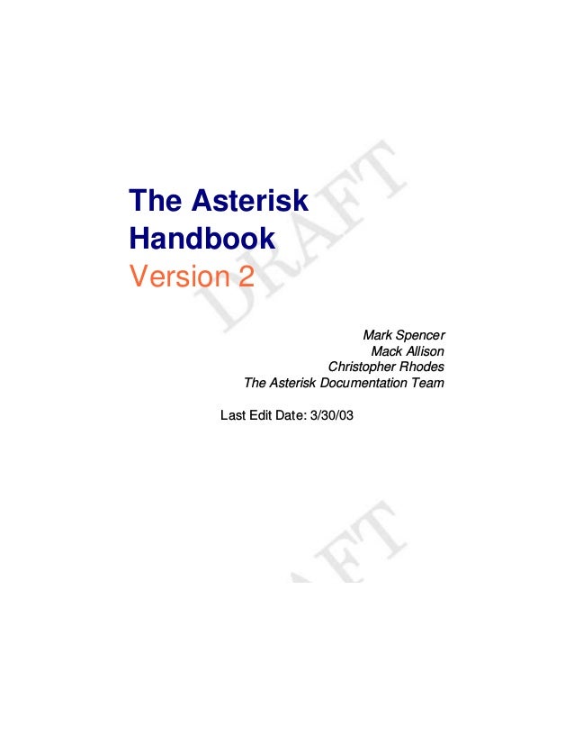 Asterisk Handbk W Bkmarks