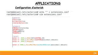 APPLICATIONS
Configuration d’asterisk
24
 