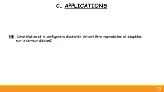 C. APPLICATIONS
29
NB : L’installation et la configurons d’asterisk doivent être reproduites et adaptées
sur le serveur debian2
 