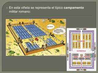  En esta viñeta se representa el típico campamento
militar romano:
 