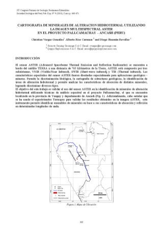 Cartografía de minerales de alteración hidrotermal utilizando la imagen multiespectral ASTER en el proyecto Pallcamachay - Ancash