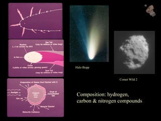 Composition: hydrogen,
carbon & nitrogen compounds
Comet Wild 2
Hale-Bopp
 