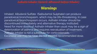 Asthalin Inhaler (Generic Albuterol Sulfate Inhaler) | PDF