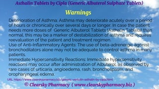 Asthalin Tablets by Cipla (Generic Albuterol Sulphate Tablets) | PDF