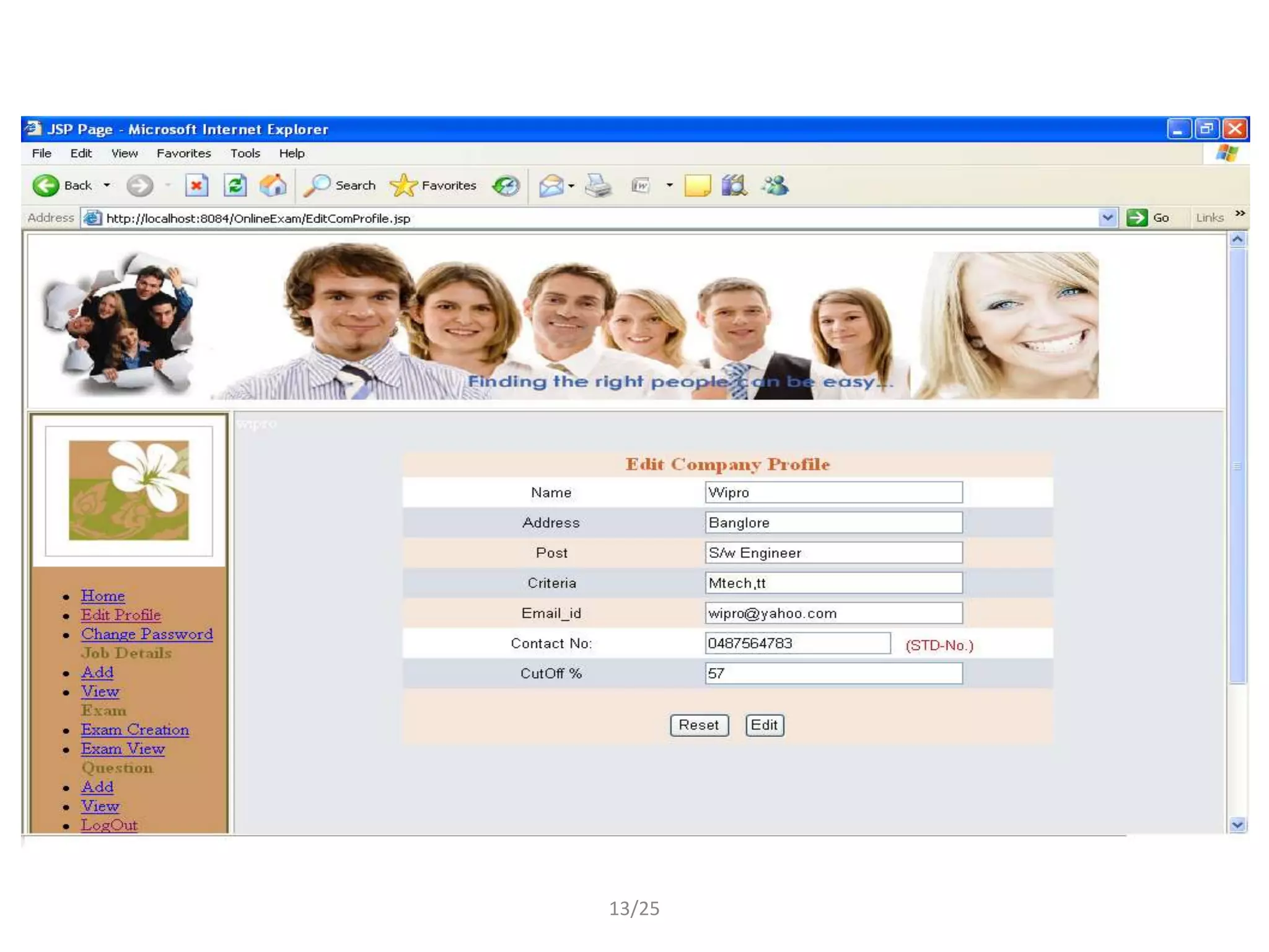Company Edit Profile




         13/25
 