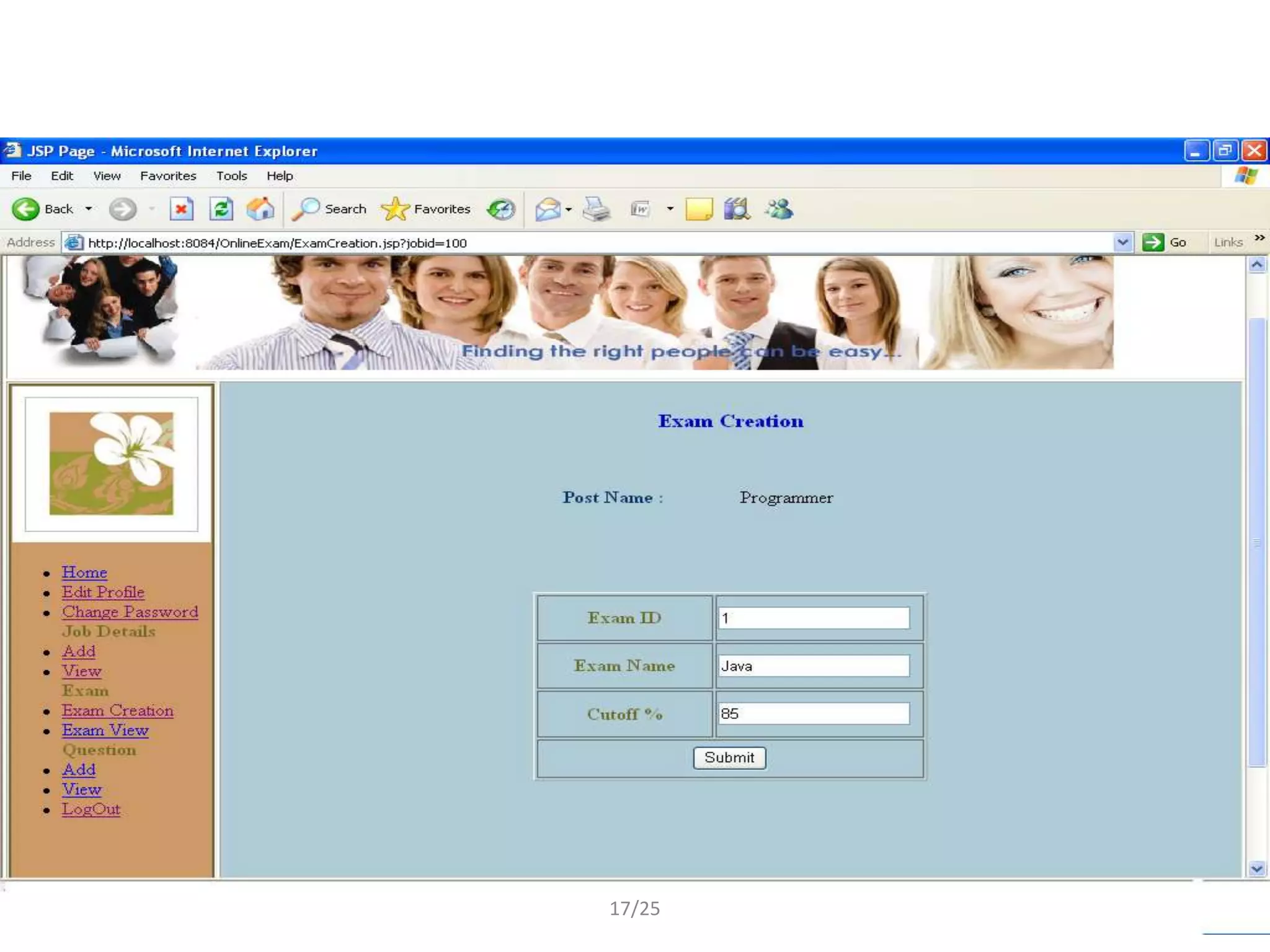 Exam Creation




     17/25
 