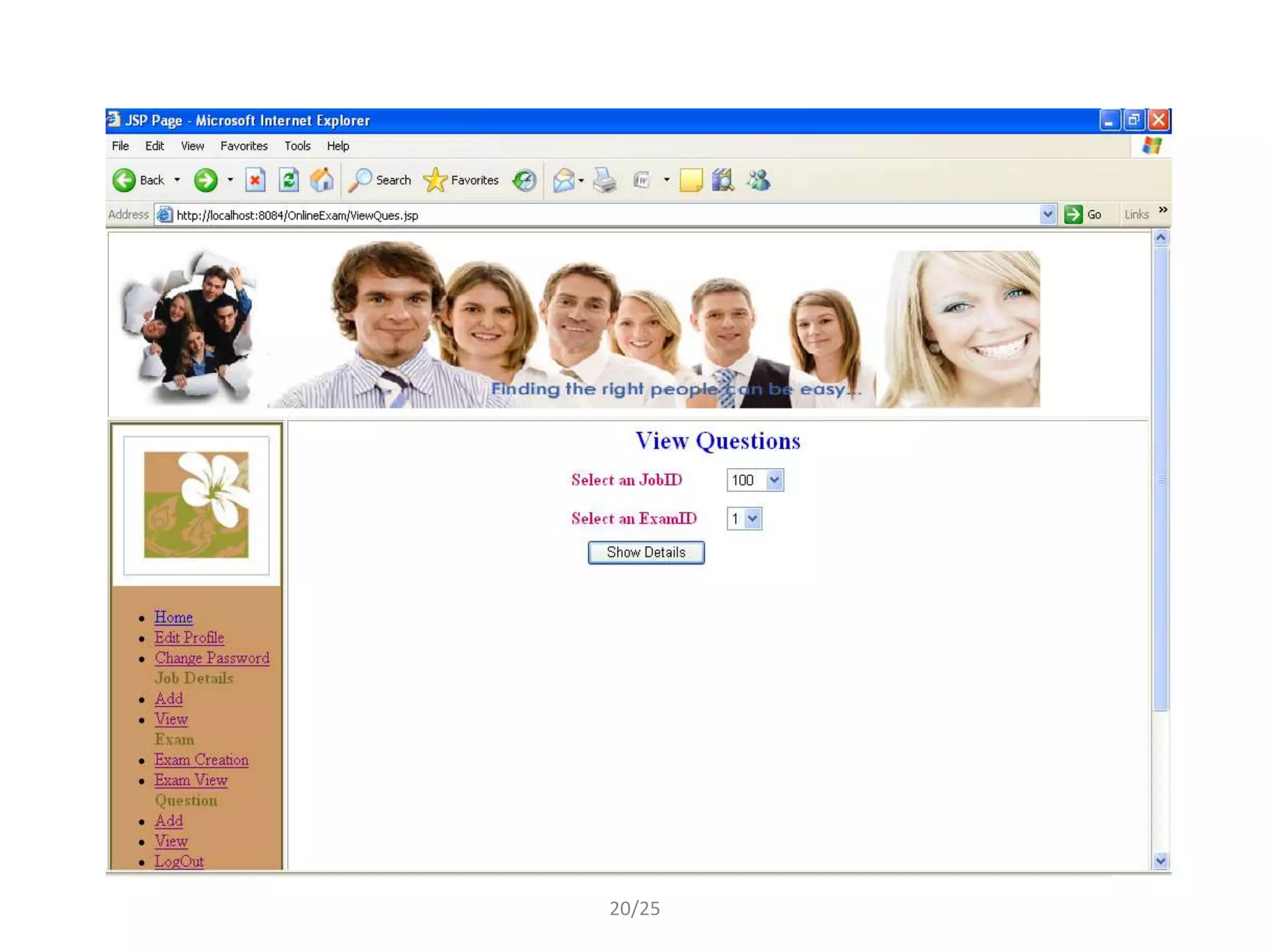 Question selection




        20/25
 