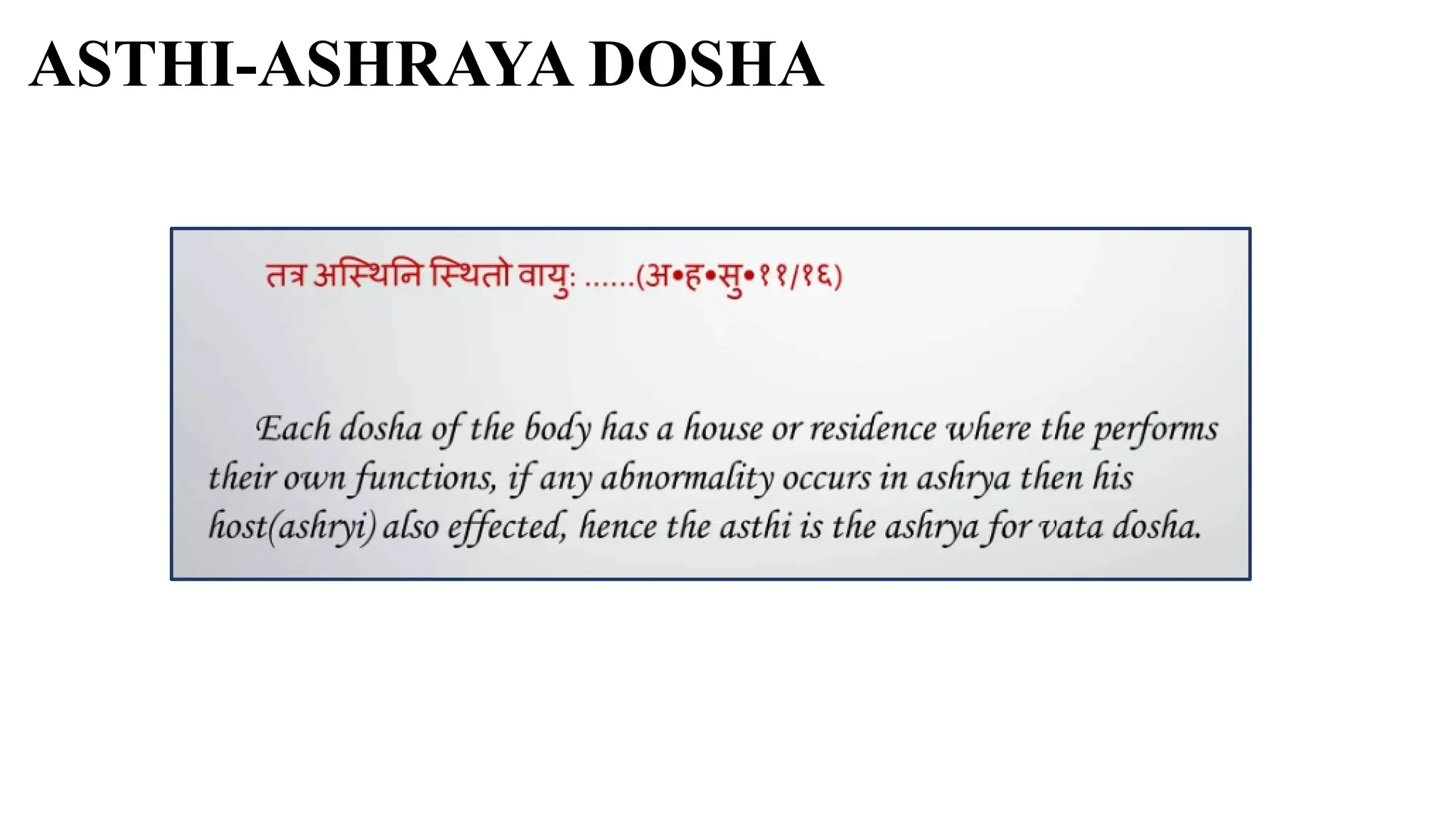 ASTHI-ASHRAYA DOSHA
 