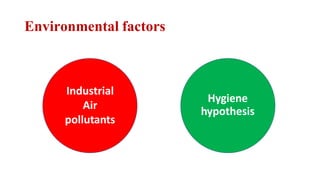 Environmental factors
Industrial
Air
pollutants
Hygiene
hypothesis
 