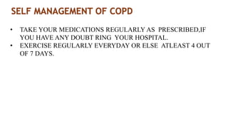 • TAKE YOUR MEDICATIONS REGULARLY AS PRESCRIBED,IF
YOU HAVE ANY DOUBT RING YOUR HOSPITAL.
• EXERCISE REGULARLY EVERYDAY OR ELSE ATLEAST 4 OUT
OF 7 DAYS.
 
