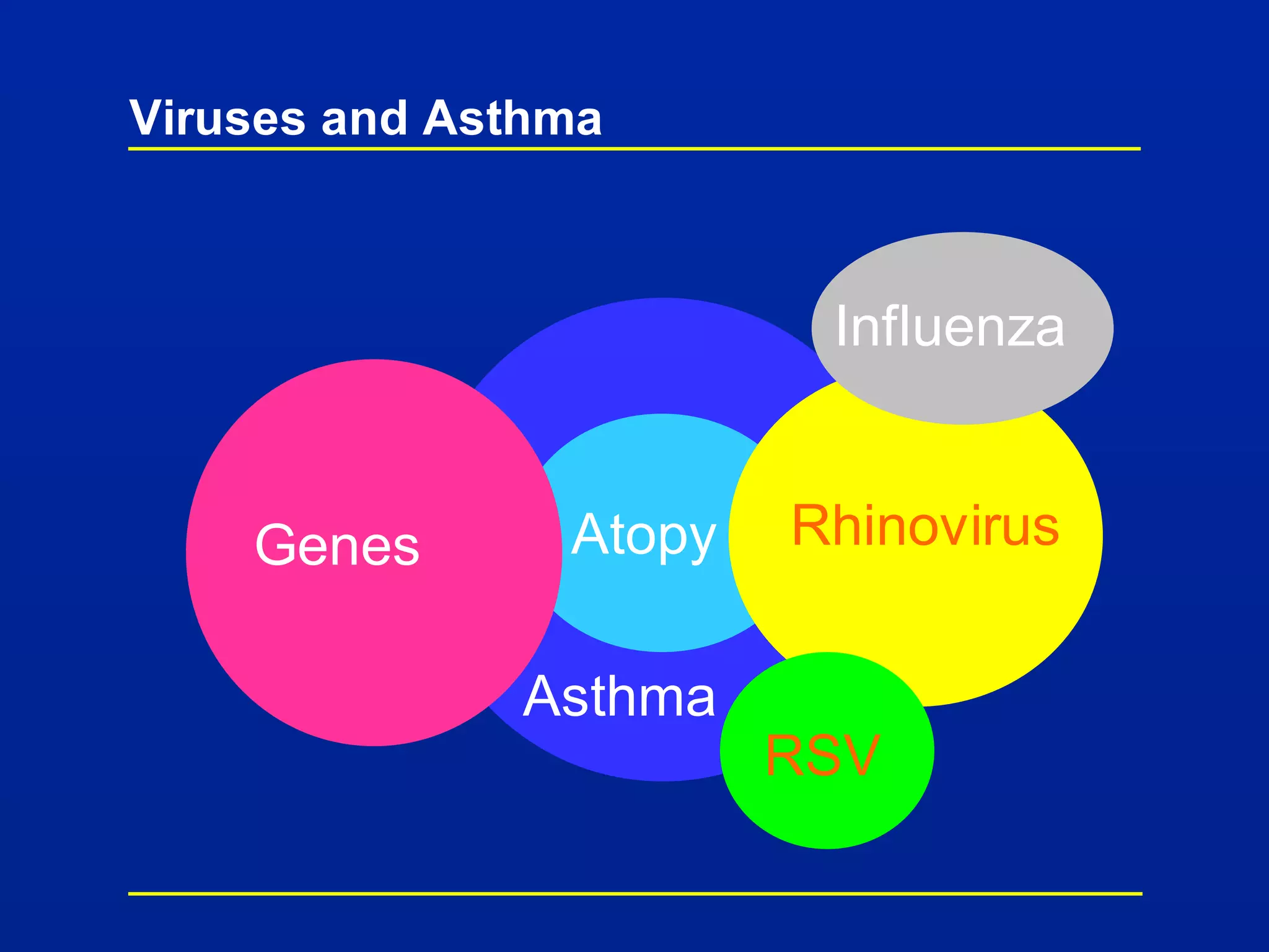 Viruses and Asthma
Atopy
Asthma
Rhinovirus
RSV
Genes
Influenza
 