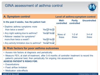 © Global Initiative for Asthma
GINA assessment of asthma control
GINA 2014, Box 2-2B
 