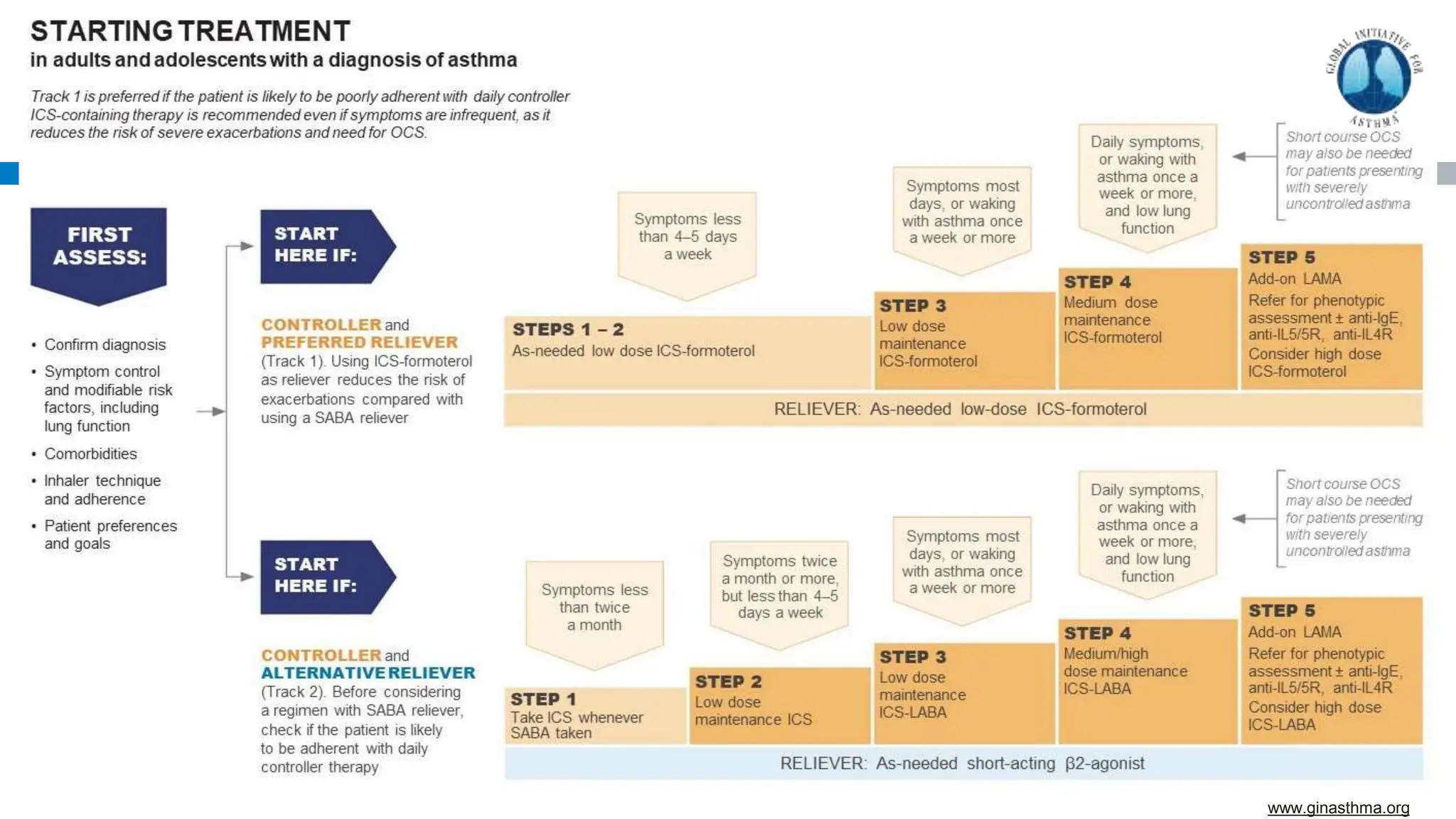 © Global Initiative for Asthma, www.ginasthma.org
GINA 2021, Box 3-4Bii: Starting asthma treatment in adults and adolescents
 
