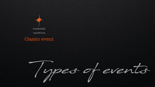 Types of events
validFrom
createdAt
Classic event
 