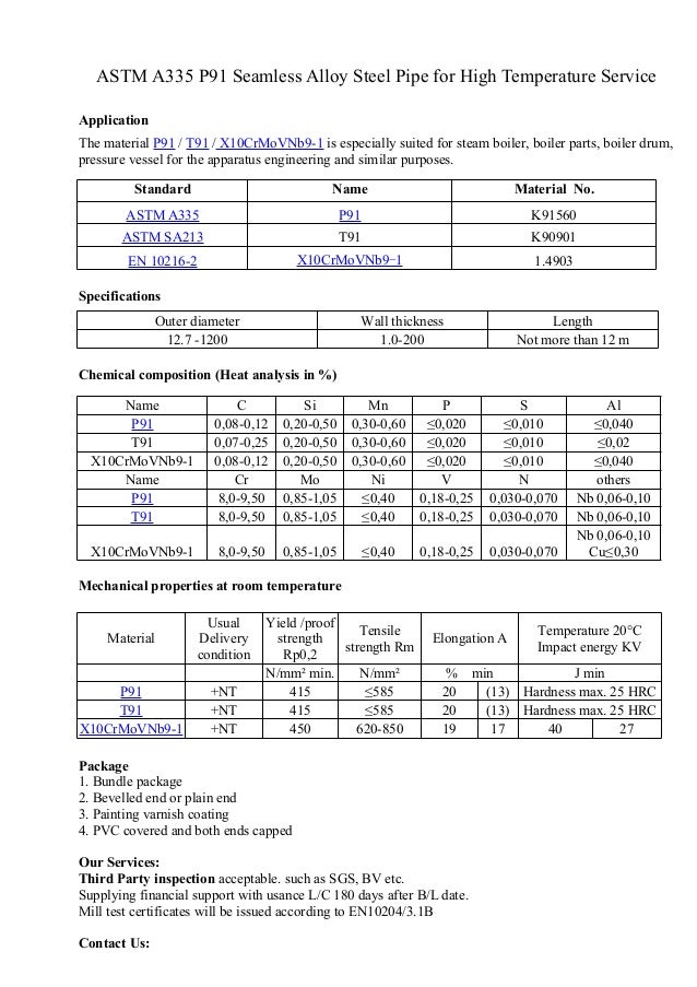 Astm a335 p91 seamless ferritic alloy steel pipe for high temperature…