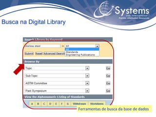 Busca na Digital Library
Ferramentas de busca da base de dados
 