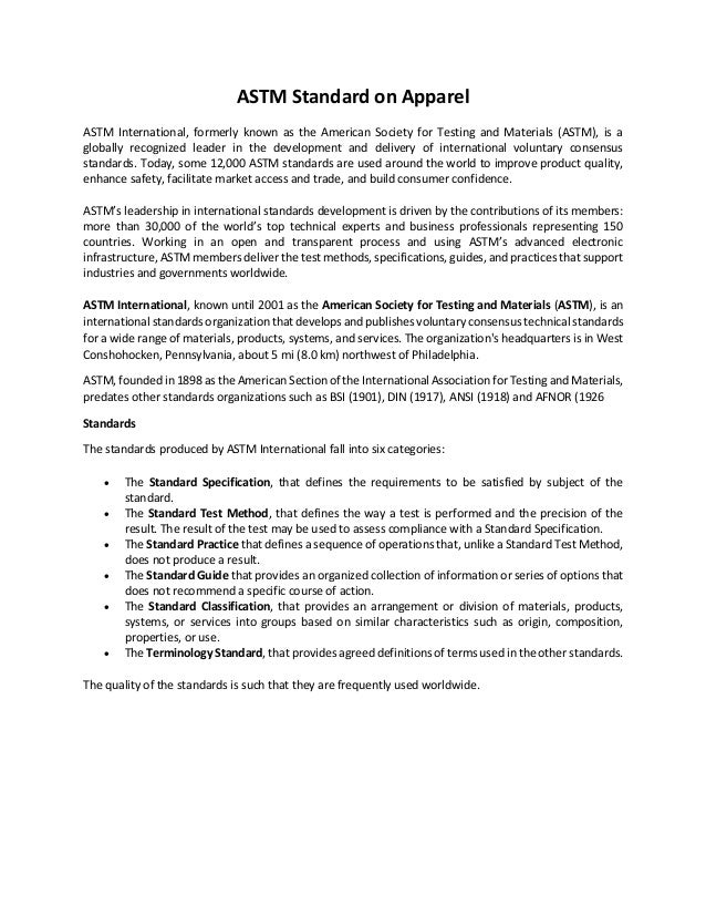 Astm Standard On Apparel Source Copy