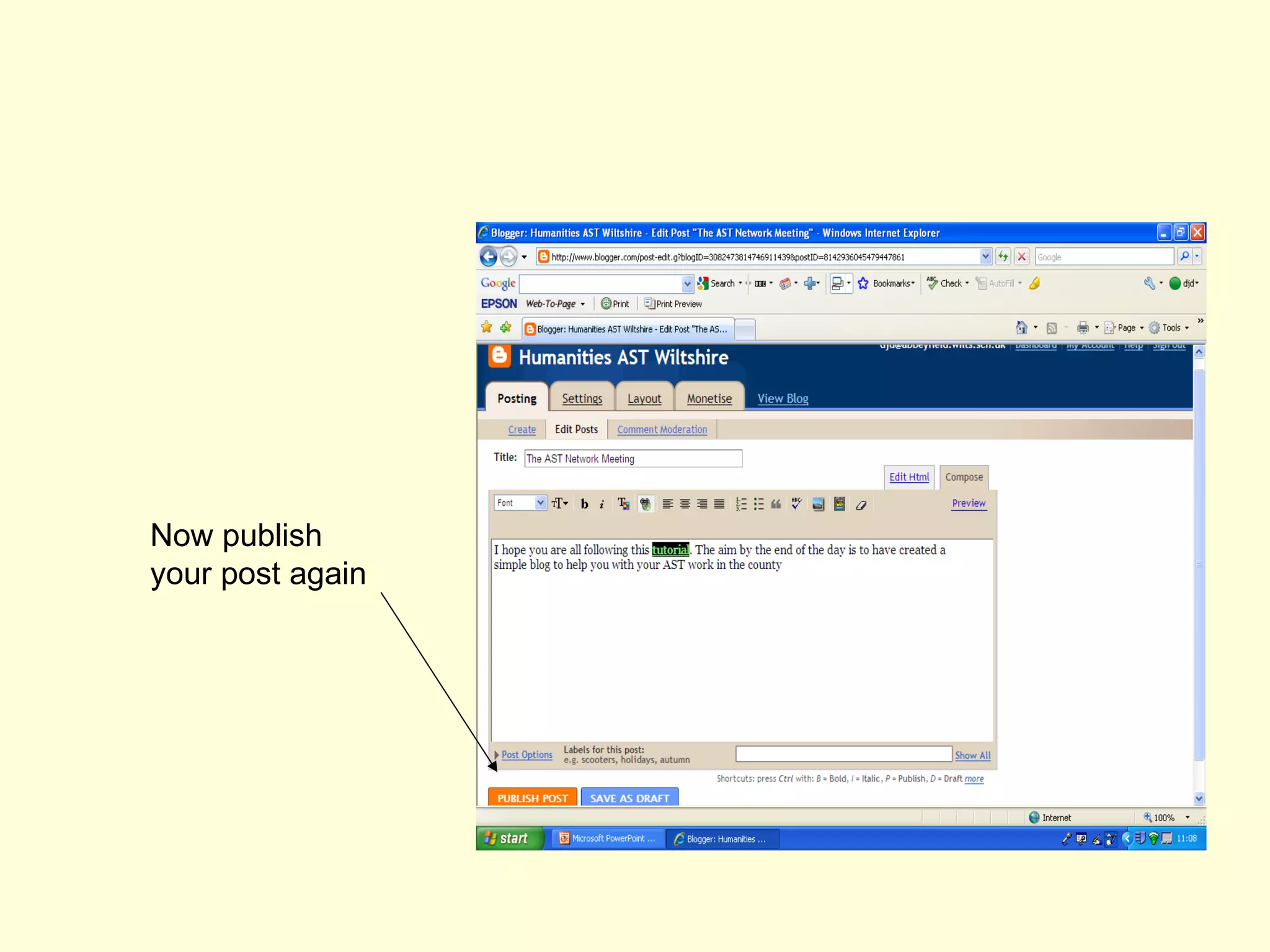 Now publish your post again 
