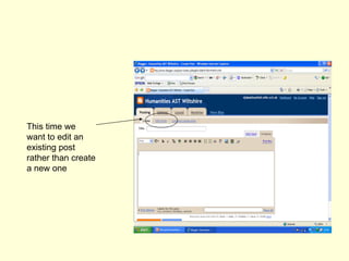 This time we want to edit an existing post rather than create a new one 