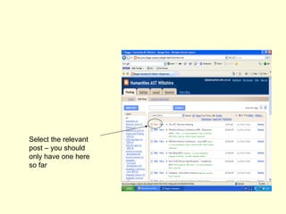 Select the relevant post – you should only have one here so far 