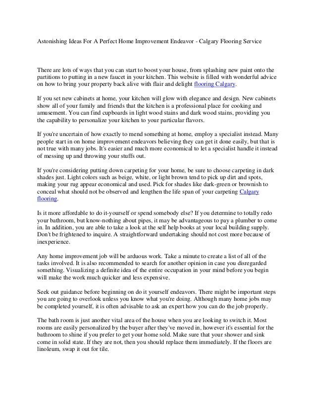 Astonishing Ideas For A Perfect Home Improvement Endeavor