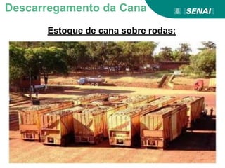 Estoque de cana sobre rodas:
Descarregamento da Cana
 