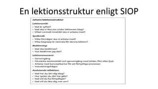 En lektionsstruktur enligt SIOP
 
