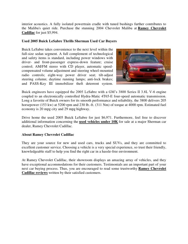 Ramey Chevrolet Sherman Tx >> Astounding Vehicles Under 10k Now Available In Sherman Tx Ramey Chevrolet Sherman Tx >> Astounding Vehicles Under 10k Now Available In Sherman Tx