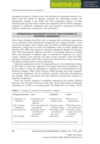 A Strategic Contingency Approach To Expatriate Assignment Management | PDF