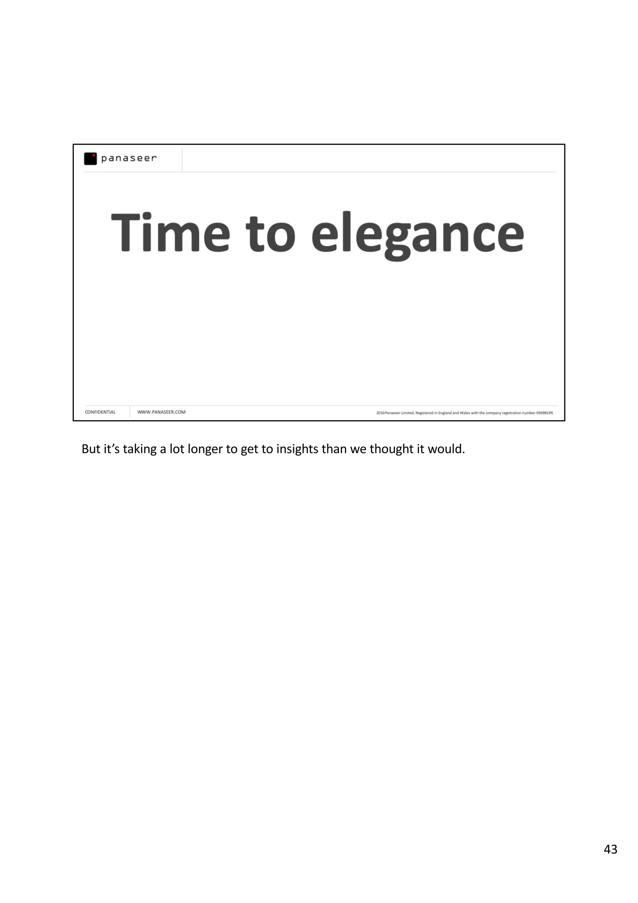 But it’s taking a lot longer to get to insights than we thought it would.
43
 