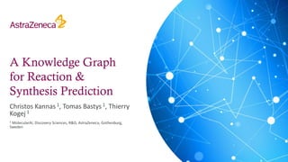 A Knowledge Graph
for Reaction &
Synthesis Prediction
Christos Kannas 1, Tomas Bastys 1, Thierry
Kogej 1
1 MolecularAI, Discovery Sciences, R&D, AstraZeneca, Gothenburg,
Sweden
 