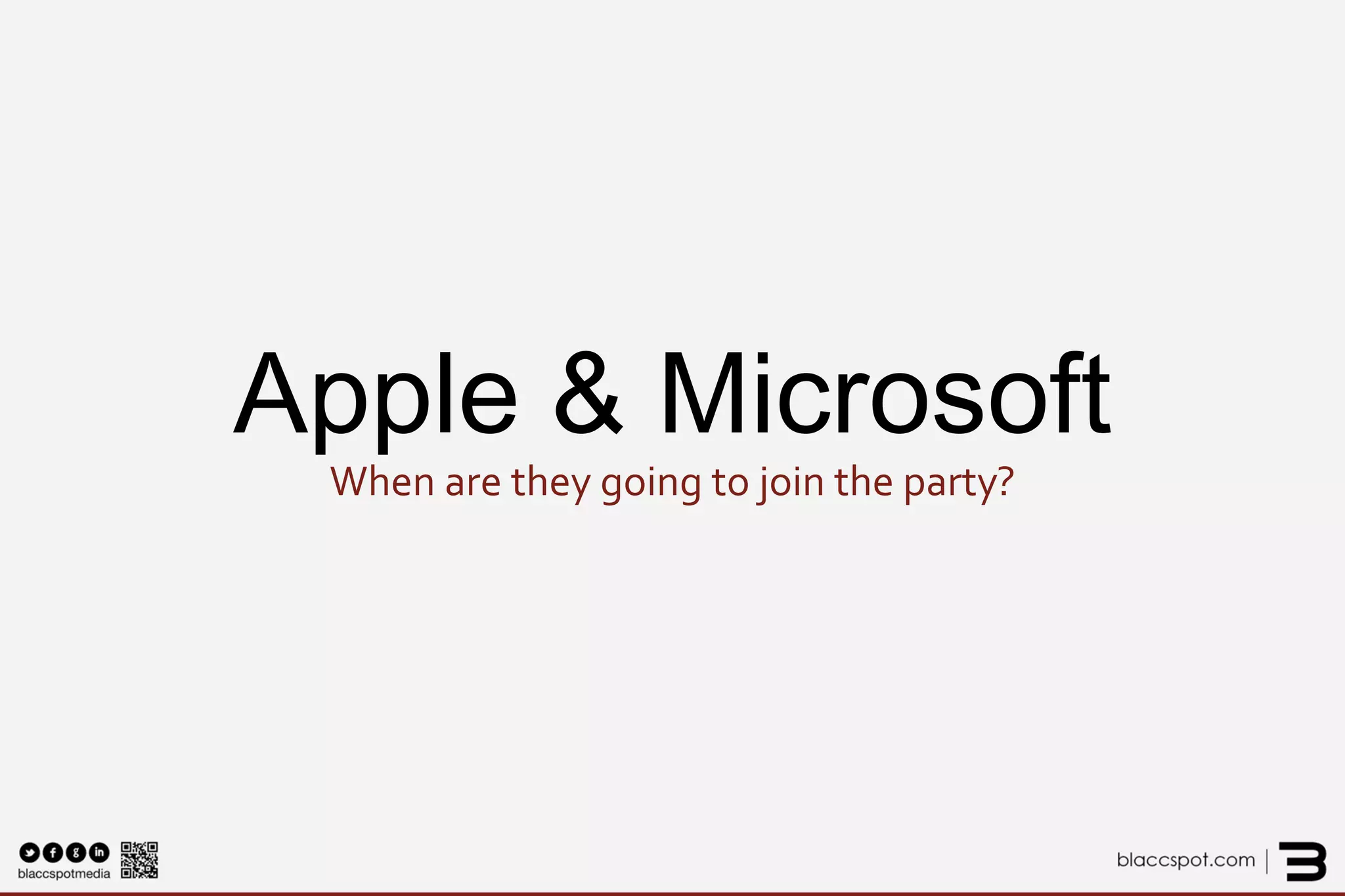 Apple & Microsoft When are they going to join the party?  