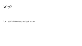 Why?
OK, now we need to update. ASAP
 
