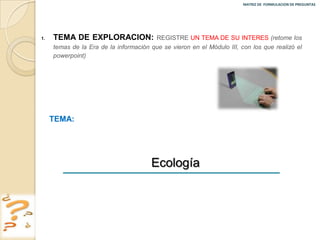 MATRIZ DE  FORMULACION DE PREGUNTAS 