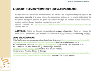 MATRIZ DE  FORMULACION DE PREGUNTAS 