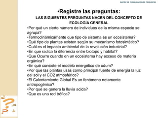 MATRIZ DE  FORMULACION DE PREGUNTAS 
