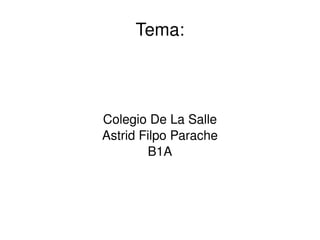 Tema: Colegio De La Salle Astrid Filpo Parache B1A 